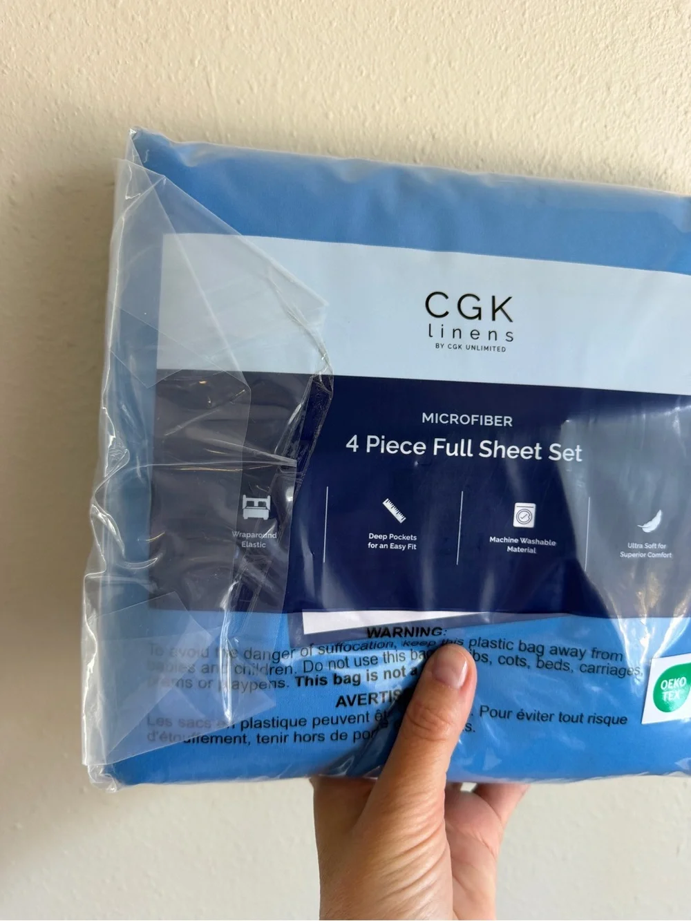 GK Linens Blue Microfiber 4-Piece Full Sheet Set